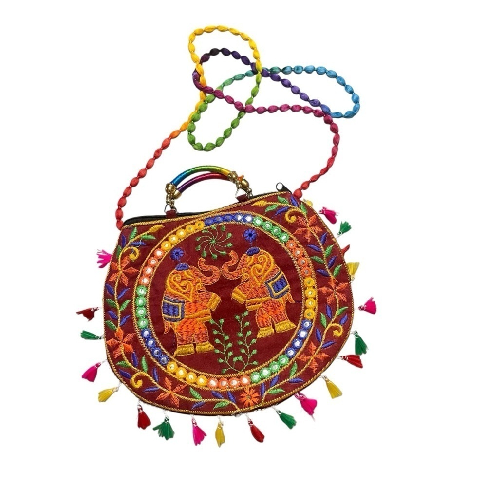 Taweengam Crossbody Goodhan Crochet Pouch Cloth Handbag Bohemian Embroidered